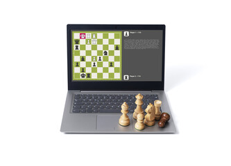 Laptop with chess app on screen - 784412437