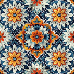 a graceful seamless pattern inspired by the vibrant and intricate motifs of boho mandala, executed in a regular sequence - obrazy, fototapety, plakaty