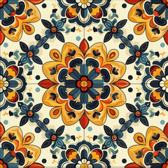 a graceful seamless pattern inspired by the vibrant and intricate motifs of boho mandala, executed in a regular sequence