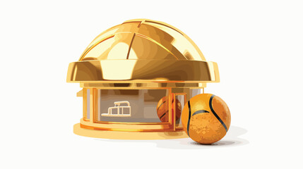 Gold Sports shop and basketball ball icon isolated