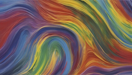 Rainbow wave oil painting using brush technique.