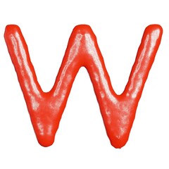 3d render of isolated on white ketchup alphabet font top view for food or restaurant kitchen concept