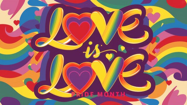 Love is Love Rainbow Pride Flag, Pride month concept