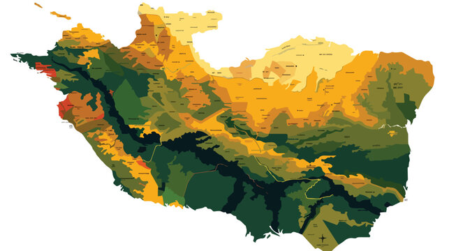 Vichada region map in country of Colombia flat vector