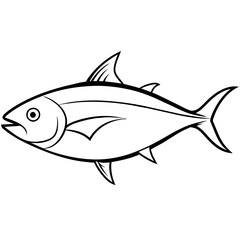 fish on a white background, line art kid's coloring page deign