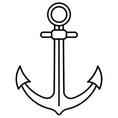 anchor isolated on white background,  line art kid's coloring page deign