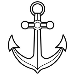 anchor with rope,  line art kid's coloring page deign