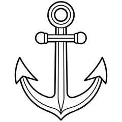 anchor on white background,  line art kid's coloring page deign