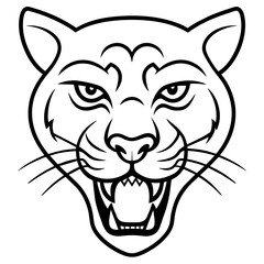 head of a tiger vector illustration, line art kid's coloring page