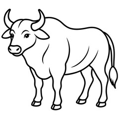 buffalo or Ox coloring page line art animal vector illustration 