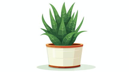 Green aloe illustration. Pot green plant. Home deco