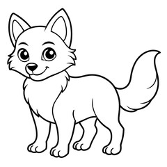  cute and beautiful little wolf line art. drawing coloring book pages for children and adults