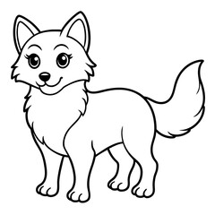  cute and beautiful little wolf line art. drawing coloring book pages for children and adults