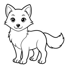  cute and beautiful little wolf line art. drawing coloring book pages for children and adults