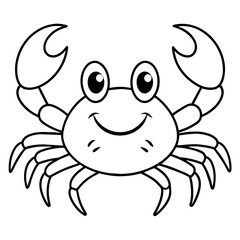 crab cartoon line art. drawing coloring book pages for children and adults