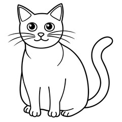 black and white kitten or cat vector coloring page. hand drawing coloring book pages for children and adults