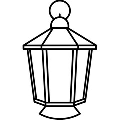 street lamp vector illustration, simple line art icon, Children coloring book page