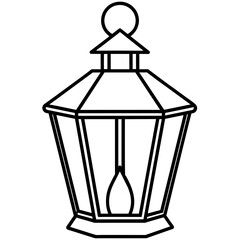 street lamp vector illustration, simple line art icon, Children coloring book page