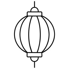 vector illustration of a lantern with a ball, simple line art icon, Children coloring book page