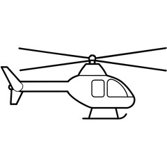 helicopter vector icon, simple line art icon, Children coloring book page