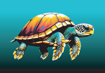 Vector illustration of a colorful sea turtle