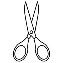 scissors isolated on white background.  simple line art icon, Children coloring book page