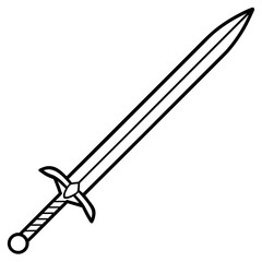 sword simple line art icon, Children coloring book page