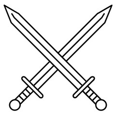 sword simple line art icon, Children coloring book page vector illustration