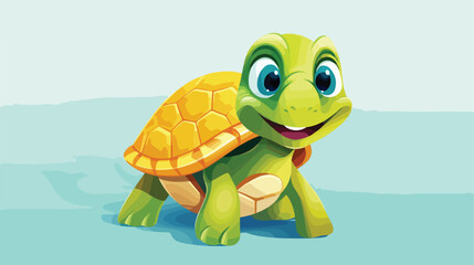 Green turtle cartoon character mascot design illustration