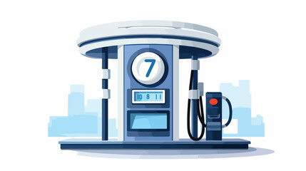 Grey gas station symbol in circle on white gradient