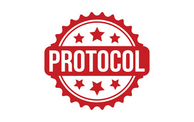 Protocol Stamp. Red Protocol Rubber grunge Stamp