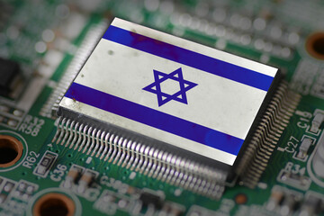 Computer chip on PCB board with Isreal flag