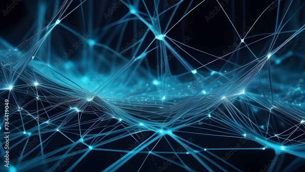 Poster futuristic digital network concept. abstract blue background with geometric structure, mesh, and
