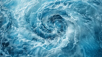 Ocean Swirl: Dynamic Water Vortex from Above