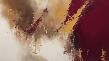 Abstract Maroon, Gold and Gray art Oil painting style. Hand drawn by dry brush of paint background texture