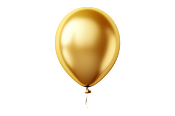 Golden Balloon Soaring Through Skies. On White or PNG Transparent Background.