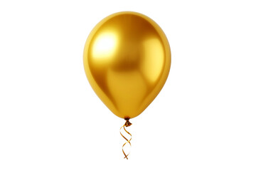 Gilded Dreams: Graceful Golden Balloon Soaring in the Sky. On White or PNG Transparent Background.