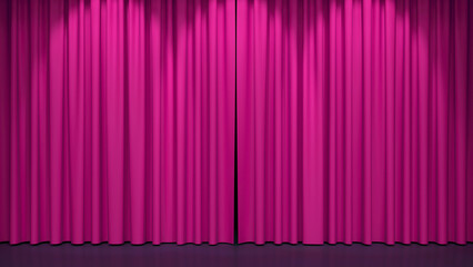 Luxury silk stage or window curtains. Interior design, waiting for show, movie end, revealing new product, premiere, marketing concept. 3D illustration - 784421037