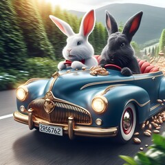 rabbit in the car