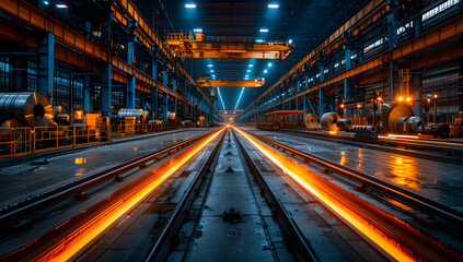 Fototapeta na wymiar Steel Rolls in Industrial Production, Highlighting Strength & Innovation