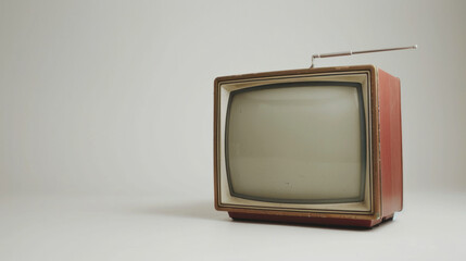 An old vintage retro TV television set with a blank screen creates nostalgia and a sense of history.