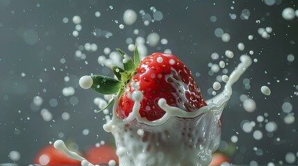  strawberry split with drops of milk