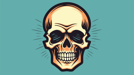 Head skull retro logo design illustration 2d flat cartoon