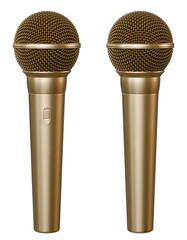 Isolated Golden Dynamic Microphone, Two Sides - With a Switch and Without It