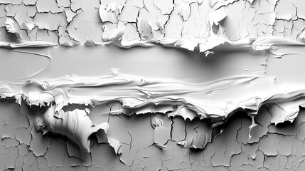   A monochrome image of flaking paint on a wall's edge Paint chunks are visible on the wall's side