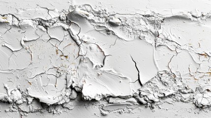   A white wall with peeling paint at its edges, particularly the top and bottom