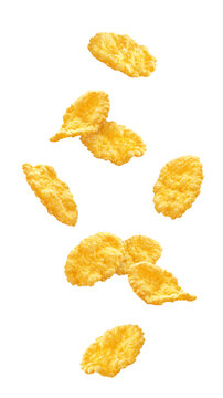 Corn Flakes isolated on white background, full depth of field
