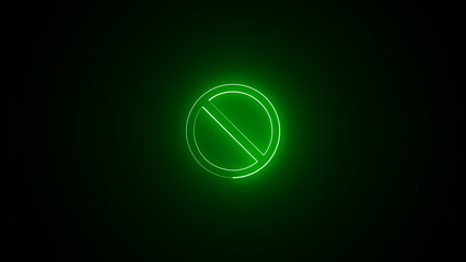Neon ban icon. not allowed symbol. Glowing neon lamp no symbol. Prohibition sign. Forbidden round sign. illustration