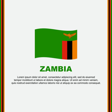 Zambia Flag Background Design Template. Zambia Independence Day Banner Social Media Post. Zambia Cartoon