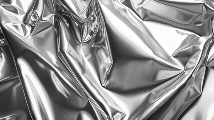   A tight shot of a gleaming silver material against a backdrop of contrasting black-and-white tones